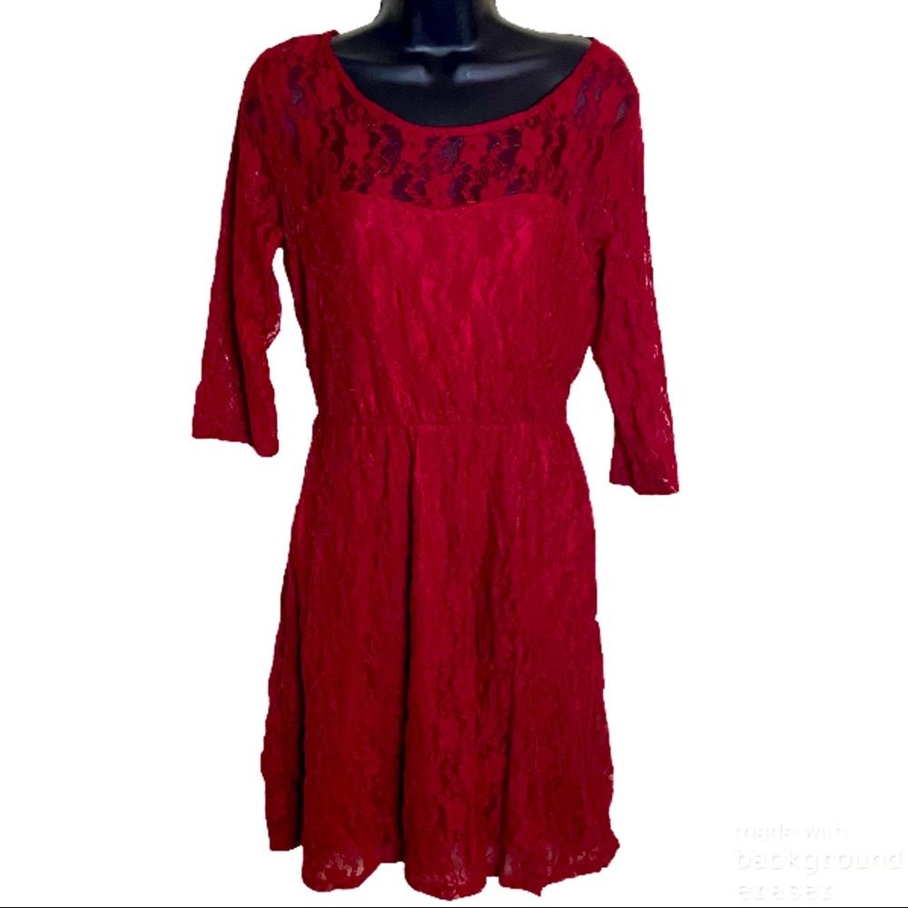 Fashion fashion Collection Red Lace mini dress